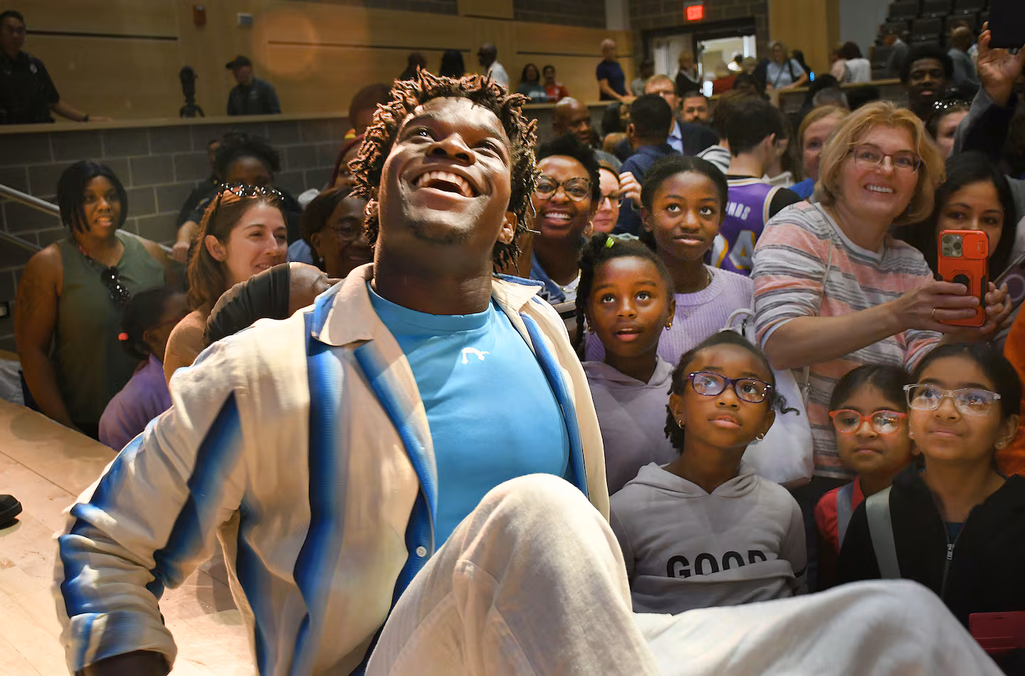 Frederick Richard with young fans